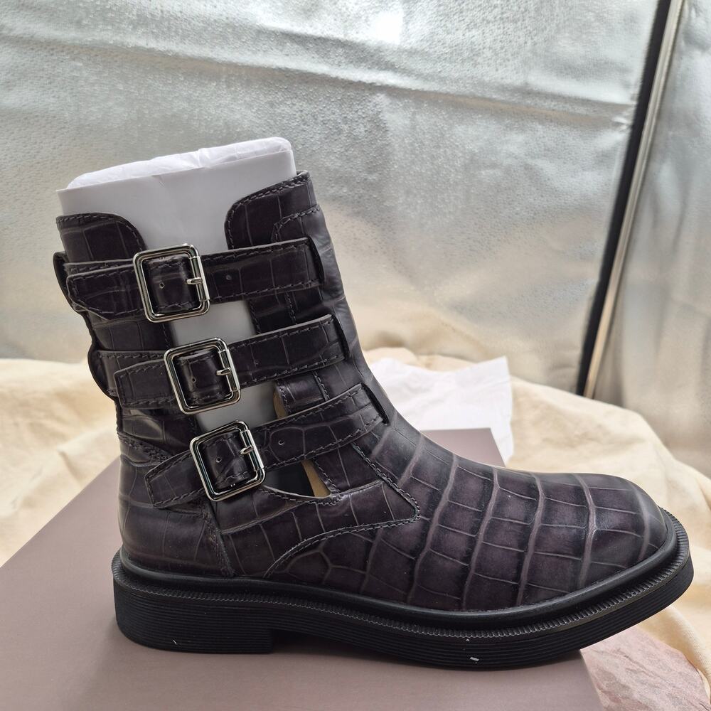 NEW Franco Sarto Argo Ankle Boot Grey Croco Womens size 6 M